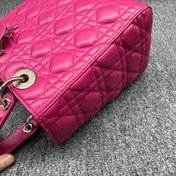 Dior Lady Lambskin Pink Leather Medium Satchel Bag ccofb1450-102525 - Picture 4 of 16